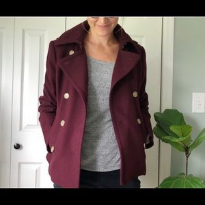 J. CREW Wine/Maroon/Merlot Wool Peacoat sz Medium